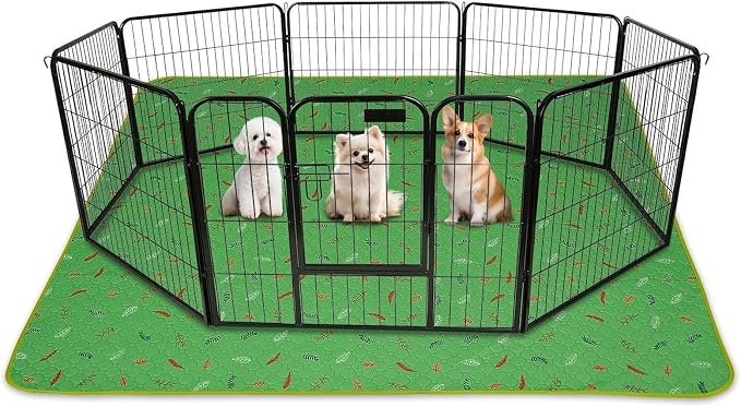 Sunheir Washable Pee Pads for Dogs 72"x72", Extra Large Reusable Puppy Pads Pet Training Pads for Dog Playpen, Waterproof Pee Pads for Puppy Playpen, Whelping Pad, Dog Playpen Indoor - Green