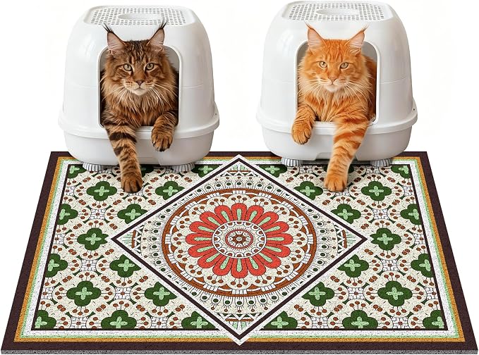 Jumbo Cat Litter Mat Catcher 35"x24" | Ultra-Absorbent Litter Box Rug with PVC Mesh | Non-Slip Cat Rug for litter box, Washable Kitty Litter Mat For Indoor,Garden