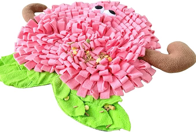 Dog Snuffle Mat Fleece Foraging Fruit Design Mats Small Animals Interactive Feeding Toy Anti Slip Slow Feeder Pet Treat Dispenser for Dogs Rabbits Guinea Pigs (Peach)