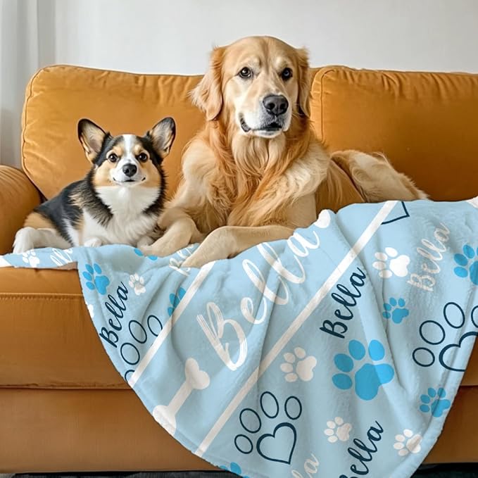 Custom Dog Blankets with Pictures, Personalized Name Blanket for Pets, Customized Pet Photo Throw,The Lightweight Blanket All-Season 40"x30"for Pet