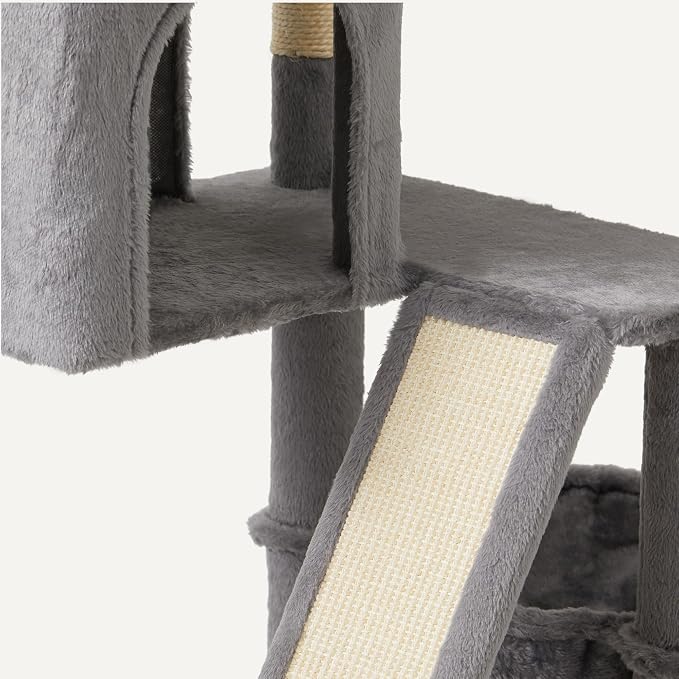 Amazon Basics Indoor Cat & Kittens Multi-Level Climbing Activity Tower with Scratching Posts, FSC Certified, 60.1" (152.7cm) H, Grey