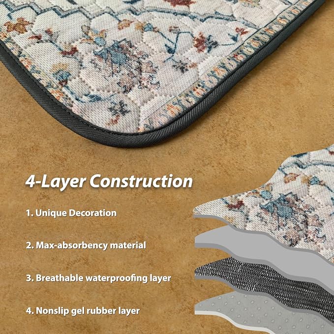 nunubaby Washable Pee Pads for Dogs, Stylish, Non-Slip and Leak-Proof Pee Pads. Reusable Potty Pads for Dogs for Crates and Floors.(Beige/Floral, 18" x24" )