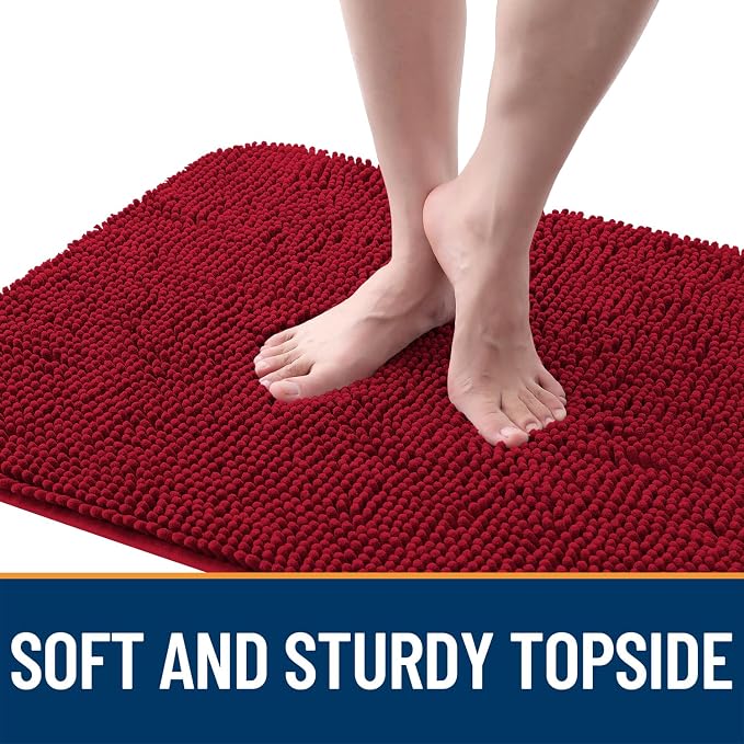 OLANLY Dog Door Mat for Muddy Paws 54x32, Super Absorbent Chenille Mud Mat | Red, Absorbs Moisture and Dirt, Non-Slip Machine Washable Doormat, Quick-Drying Indoor Entryway Floor Carpet for Dogs
