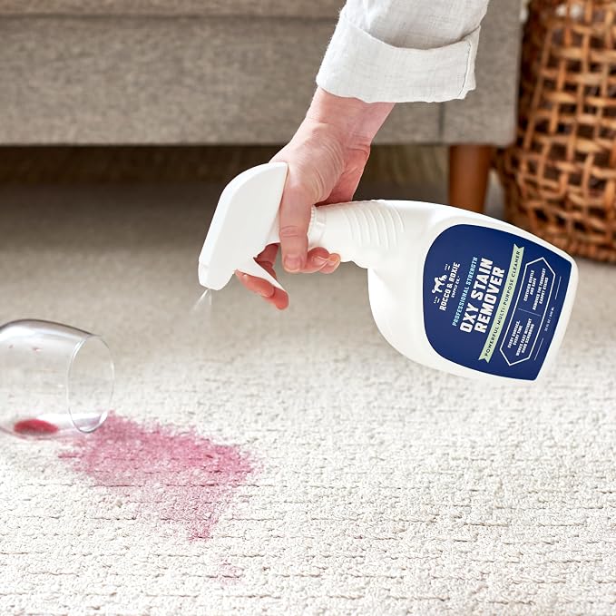 Rocco & Roxie Oxy Stain Remover, Oxygen-Powered Carpet Spray | Activated oxygen technology; CRI Certified Safe; multi-purpose for carpet, upholstery, laundry & mattresses; non-aerosol