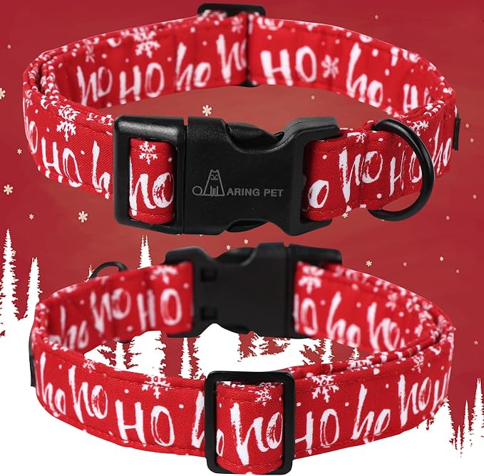 ARING PET Christmas Dog Collar, Cute Red Snowflakes Adjustable Cotton Xmas Pet Collars for Puppy Small Medium Large Boy Girl Dogs-XS