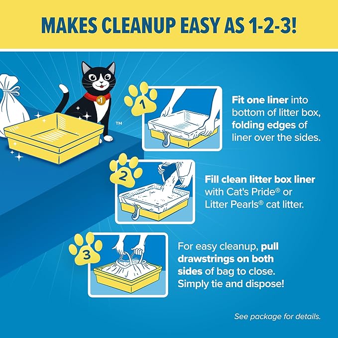 Jonny Cat Litter Box Liners: Heavy Duty - Tear & Leak Resistant - Drawstring Close - Jumbo, 15 Count