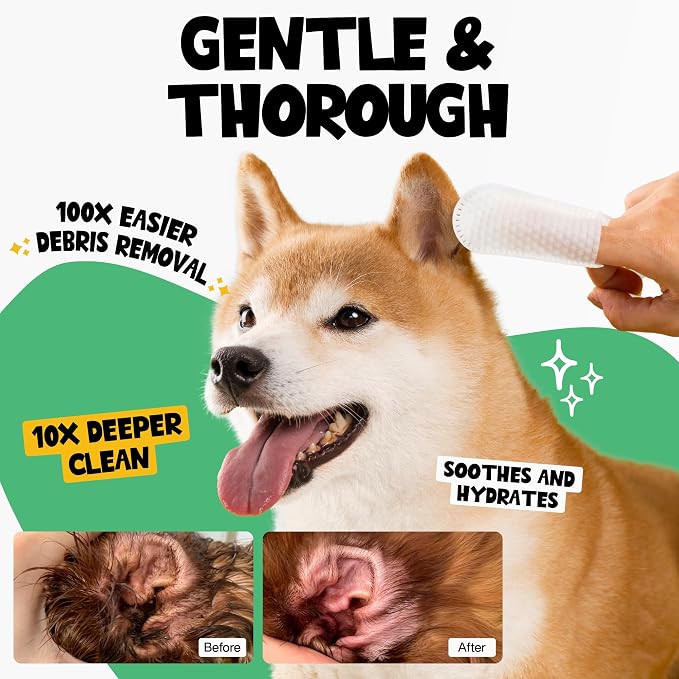 Dog Ear Wipes 100 Count - Vet Ear Cleaner for Dogs & Cats | Removes Wax, Dirt & Odor - Soothes Itching - Ear Cleaning - Vet-Recommended Pet Ear Wipes for Dogs, Cats & Puppies