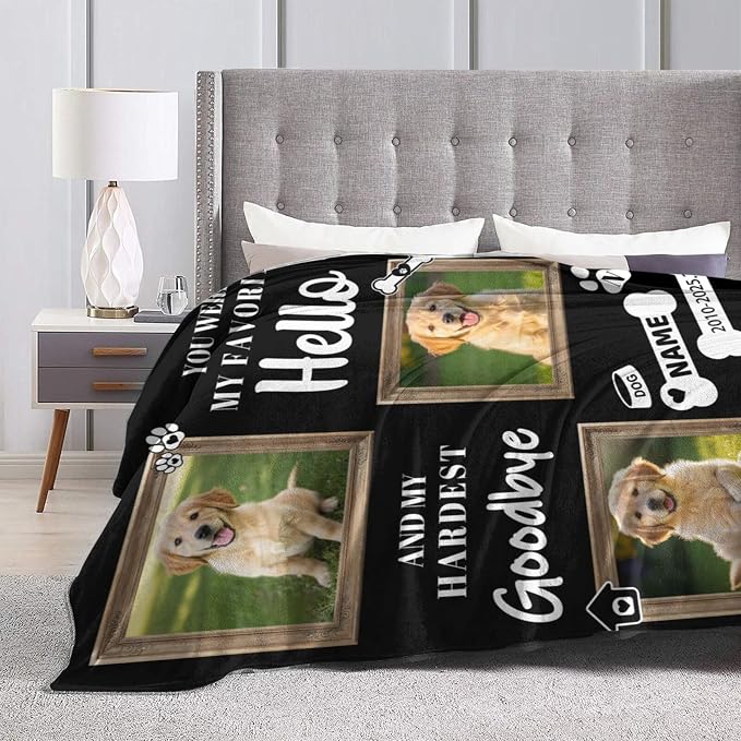 Nxwdwqa Personalized Dog Blanket Throws with Photos, Custom Pet Blanket, Dog Gifts for Pet Lovers, Customized Puppy Blanket for Adult Kid Birthday Christmas Fathers Mothers Valentines Gift
