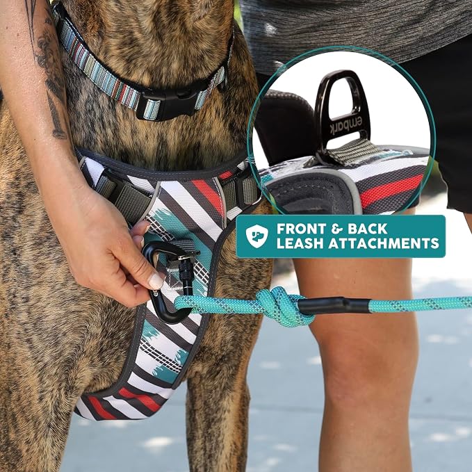Embark Adventure Dog Harness for Small, Medium & Large Dogs – No Pull, Reflective Trim, Heavy Duty Oxford, 2 Leash Clips, Gel-Lined Handle, Soft Padded
