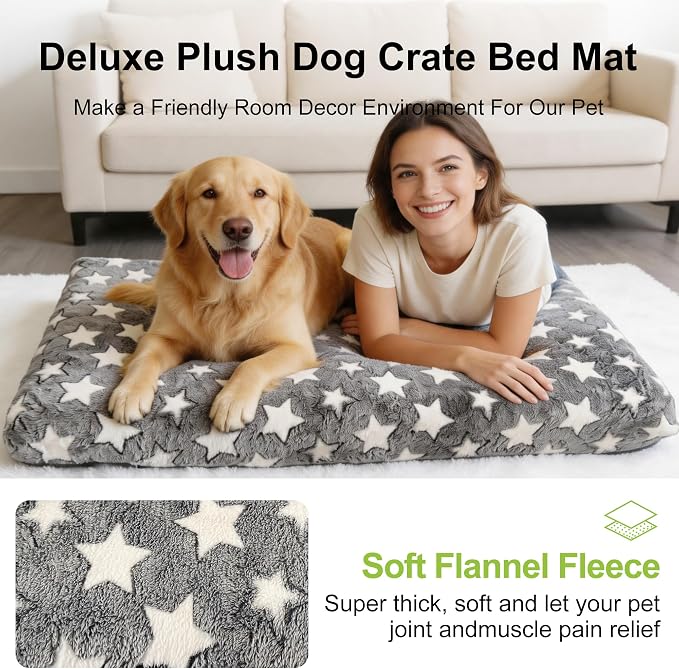 Orthopedic Dog Bed for Large Dogs, Washable Dog Mat with Removable Zippered Cover, Non-Slip Bottom, Comfort Crate Bed (Grey, L(35"*23"*3.1"))