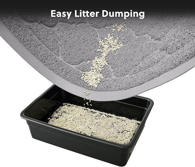 Cat Litter Box Mat, Kitty Premium PVC Pad, Durable Trapping Rug, Phthalate Free, Urine-Resistant, Scatter Control, XXL 47 x 36 Inch, Cadet Grey