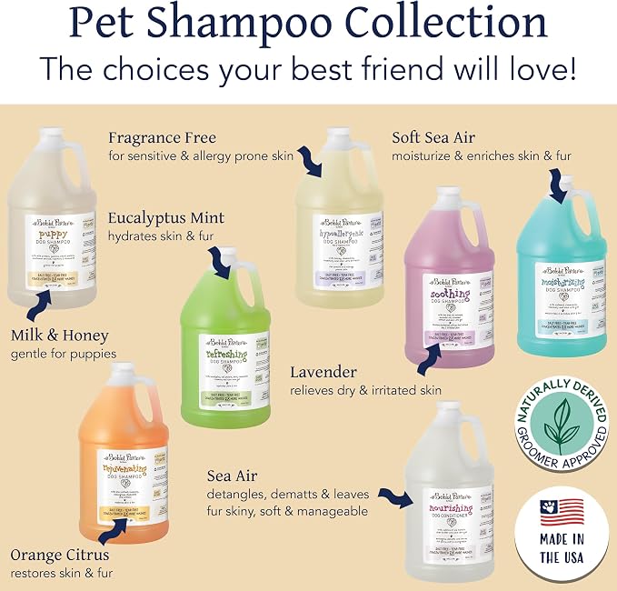 Bobbi Panter Puppy Dog Shampoo Milk Protein, Jasmine, Sunflower & Chamomile – Gentle Nourishing Formula for Puppies & Sensitive Skin, Tear-Free, 30:1 Concentrate, Made in USA, 1 Gallon