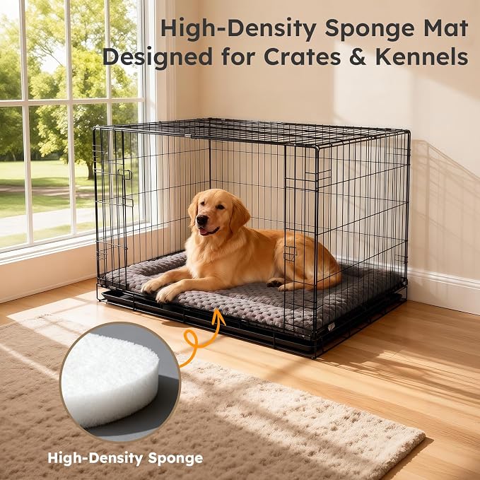 Dog Bed Mat, Dual-Sided Dog Crate Bed Mat - Ultra Soft & Machine Washable Kennel Pad for Small Dogs, All-Season Comfort Pet Bed for Crates, Travel, and Home, Light Brown, 24 x 16 Inch