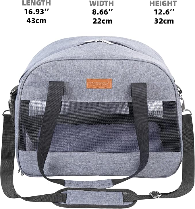Cat Carrier for Small Cats Dogs, Soft-Sided Pet Carrier for Cats Puppies Small Pets, Lightweight Comfortable Travel Cat Dog Carrier (Grey)