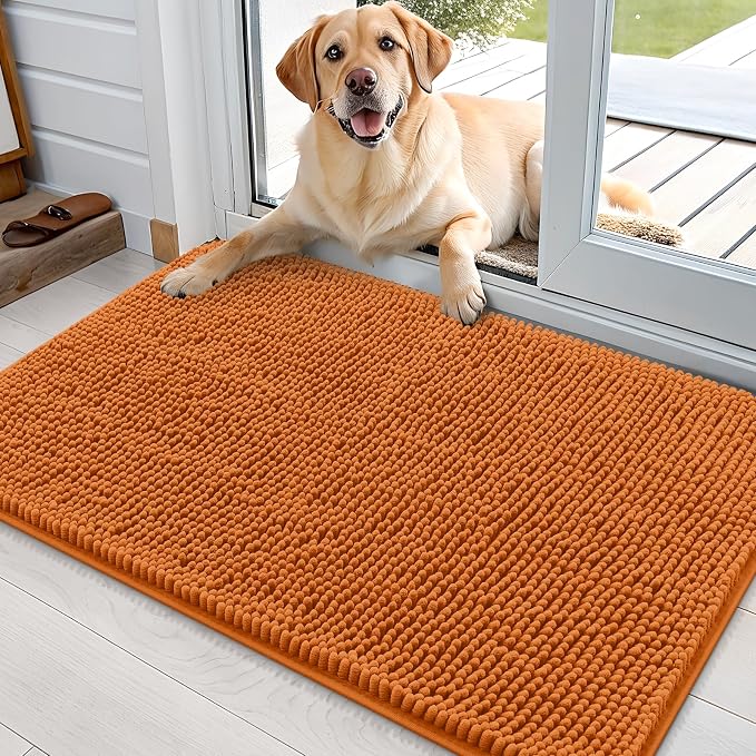OLANLY Dog Door Mat for Muddy Paws 36x24, Super Absorbent Chenille Mud Mat | Clay, Absorbs Moisture and Dirt, Non-Slip Machine Washable Doormat, Quick-Drying Indoor Entryway Floor Carpet for Dogs