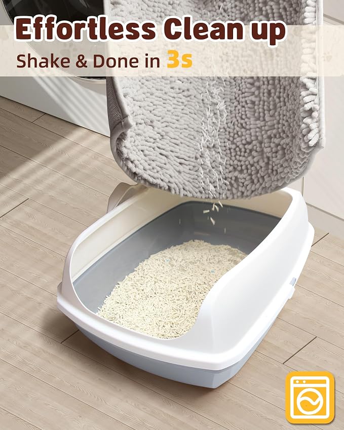 Cat Litter Mat Litter Trapping Mat, 33"x23" Plush Cat Litter Rug Catcher, Easy to Clean, Machine Washable