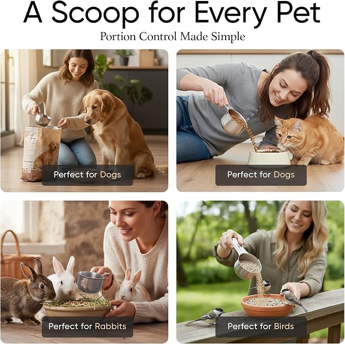 Color Up ⅛ Cup Pet Food Scoop – Stainless Steel Dog Food Scoop Cup (2 Tbsp) – Durable, Rust-Resistant Measuring Scoop for Dogs, Cats, Birds & Rabbits – Ideal for Dry Food & Treats