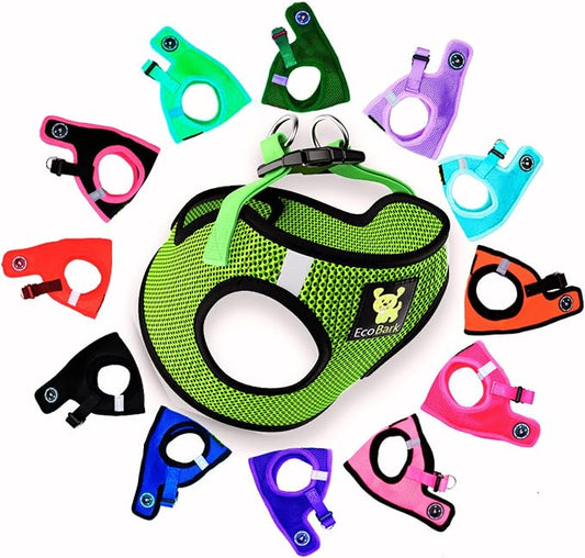 EcoBark Step in Dog Harness Reflective Soft Ultra Padded Mesh Dog Harnesses for XXS, XS, Small, and Medium Dogs Eco-Friendly Comfort Secure Halter No Pull Adjustable Pet Vest