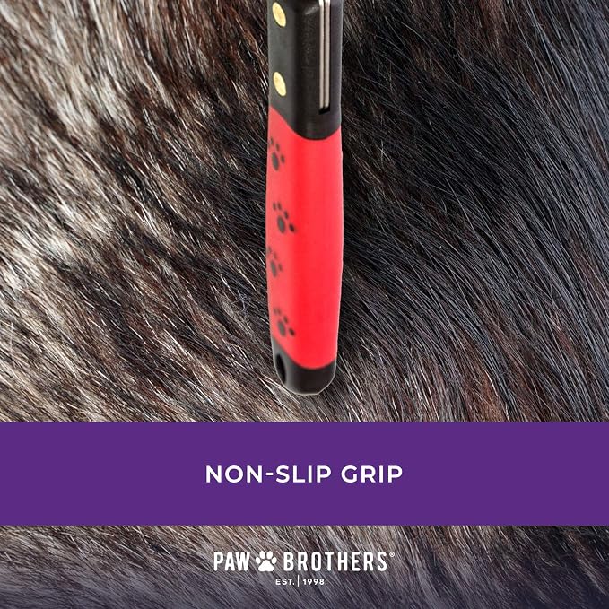 RYAN'S PET SUPPLIES Paw Brothers 20 Blade Medium Double WideDematting Undercoat Rake for Dogs and Cats, Professional Grade, Dog Shedding Brush, Stainless Steel Blades, Rounded Gentle Teeth
