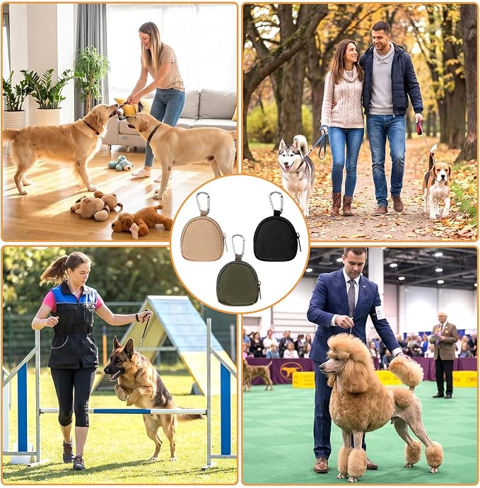 3Pcs Portable Dog Treat Pouches, Dog Training Reward Pouch | Reusable Dogs Treats Container with Zipper Closure for Pet Dogs Travel or Outdoor Use
