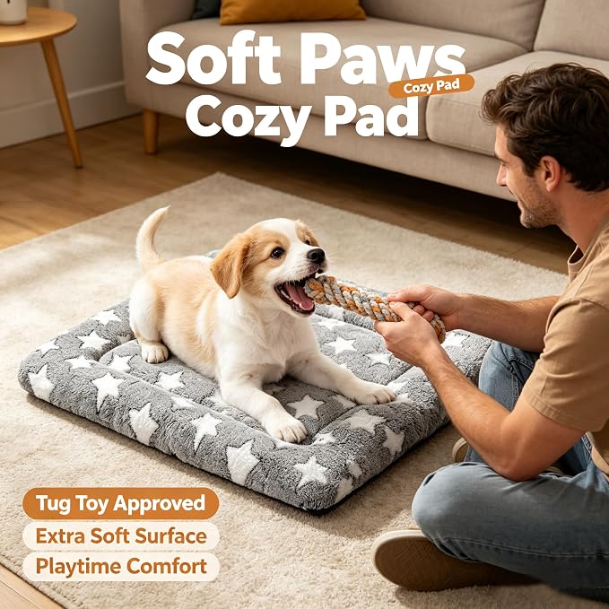 Dog Bed Mat - Comfortable Kennel Pad, Multi-Purpose Crate Bed for Dogs & Cats, Soft Support (Gray, S(24 * 18 * 1.5))