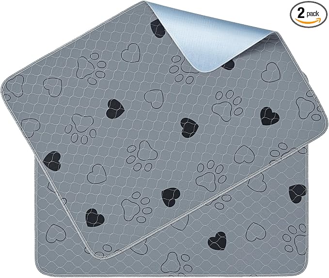 Feandrea Washable Dog Pee Pads, 2 Pack, Reusable, 48 x 36 Inches, XL, Waterproof Pet Training, Leakproof, Non-Slip, Super Absorbent, Gray UPTD036G01
