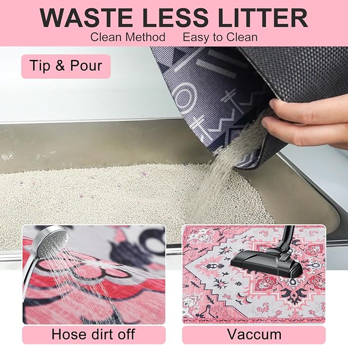 BEAUTYZOO Cat Litter Mat, 28" x 36" Large Litter Trapping Mat, Waterproof | Scatter Control, Absorbent Urine‑Proof, Soft On Paws, Non‑Slip, Machine Washable, For Indoor Cats & Kittens, Floor Use