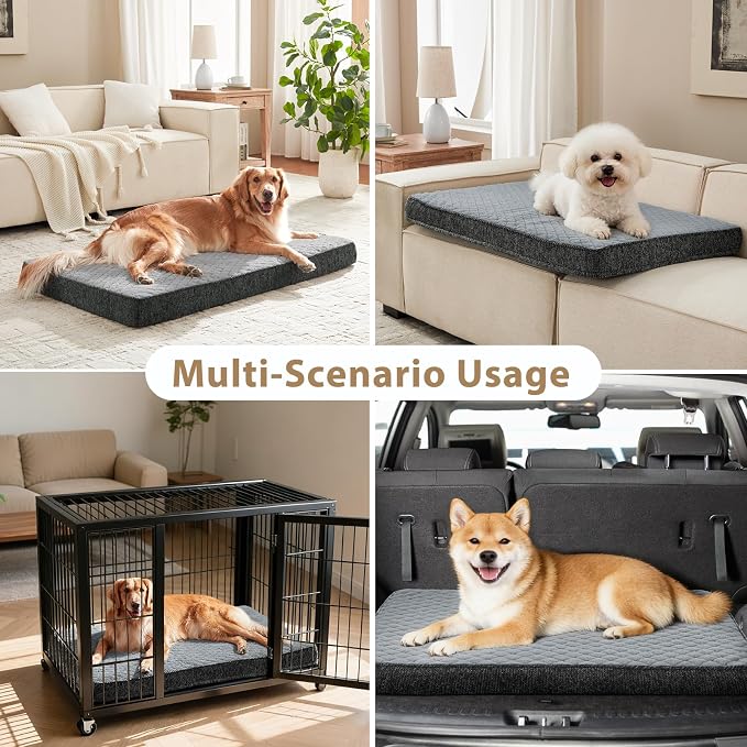 JOEJOY Orthopedic Dog Bed for Small Dogs, Washable Dog Crate Bed Small Sized with Removable Cover, Egg Memory Foam Pet Beds, Light Grey, 23"x17"