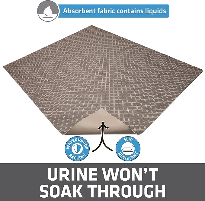 Drymate Cat Litter Box Mat, Litter Trapping Mat, Taupe, 29x36 XL | Waterproof, Urine-Proof, Absorbent, Machine Washable, Soft on Paws, Contains Mess, Protects Floors, Kitten Supplies, USA Made
