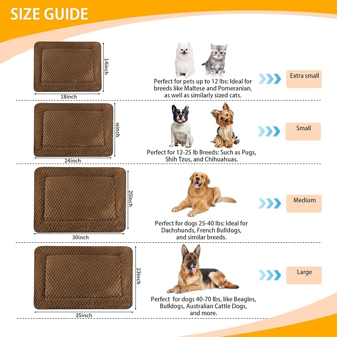 Dog Bed Mat - Reversible Dog Crate Bed Mats, Soft & Breathable Kennel Pad, Durable Crate Bed for Small Medium Large Dogs & Cats