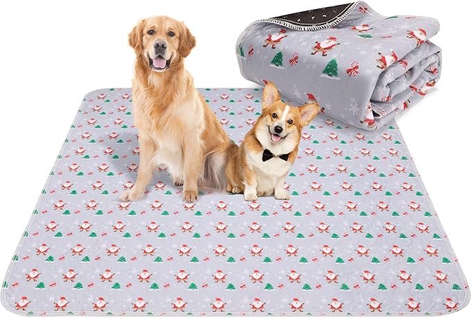 Aitmexcn Washable Dog Pee Pads, 2 Pack Large Christmas Pads, 36'' x 48'' | Highly Absorbent, Waterproof Layer, Machine Washable, Non-Slip Bottom, For Playpens and Senior Dogs