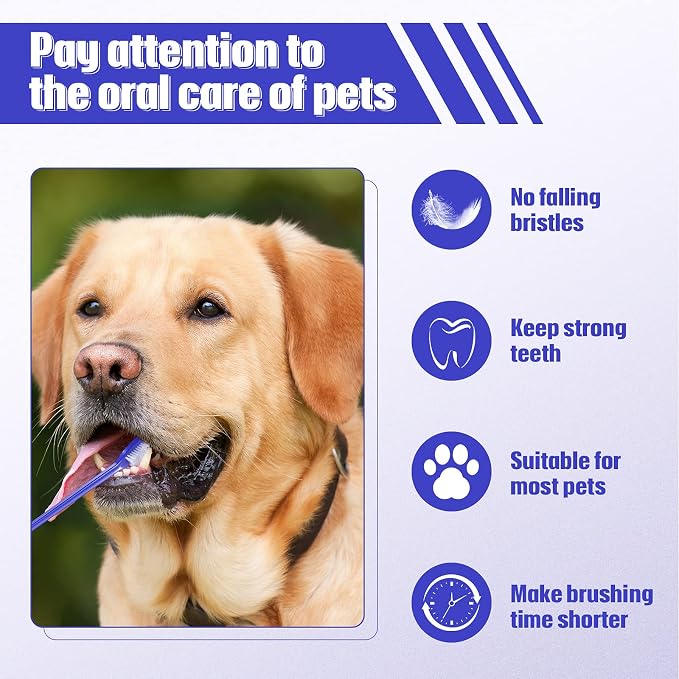 100 Pcs Dog Toothbrush Kit, Dual Head Bulk Pet Dental Supplies, Soft Bristle Long Handle Toothbrush for Adult Dogs, Oral Hygiene Teeth Cleaning Set for Most Pets, Small Medium Large Dogs and Cats
