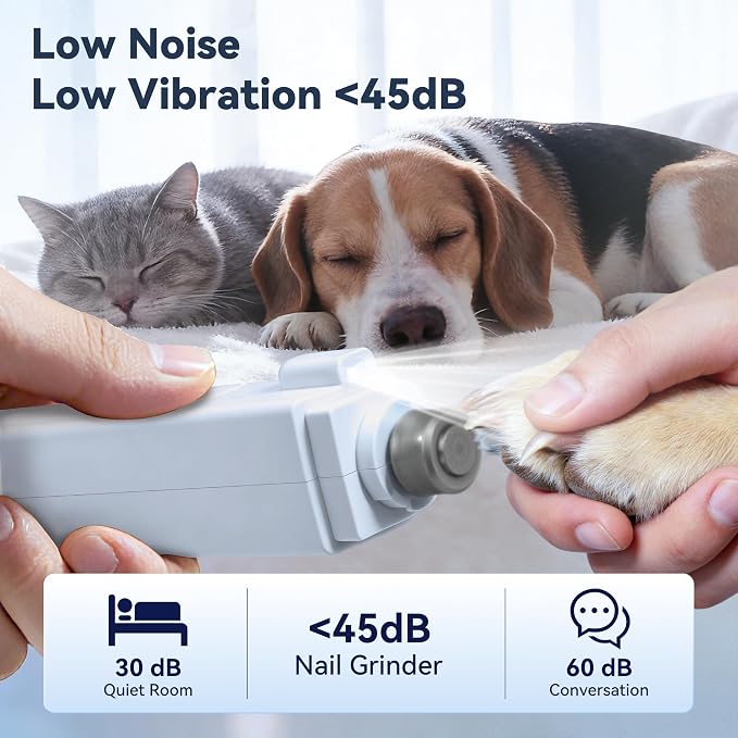2-in-1 Quiet Electric Pet Nail Clipper & Grinder with Light for Dogs Cats (Blue) Dual LED Lights,3-Speed Grinder,Nail Clipping Splash Guard,Type-C Rechargeable,Quiet Design for Anxious Dogs & Cats