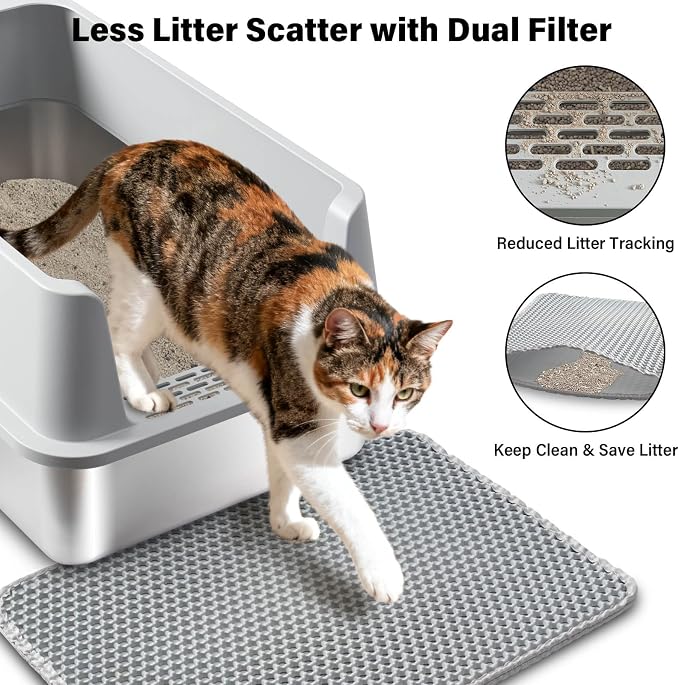 XL Stainless Steel Cat Litterbox,Stainless Steel Litter Box, Easy Clean Non Stick No Smell