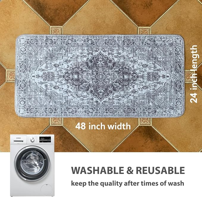 nunubaby Washable Pee Pads for Dogs, Stylish, Non-Slip and Leak-Proof Pee Pads. Reusable Potty Pads for Dogs for Crates and Floors.(Gray/Geo,24" x48" )