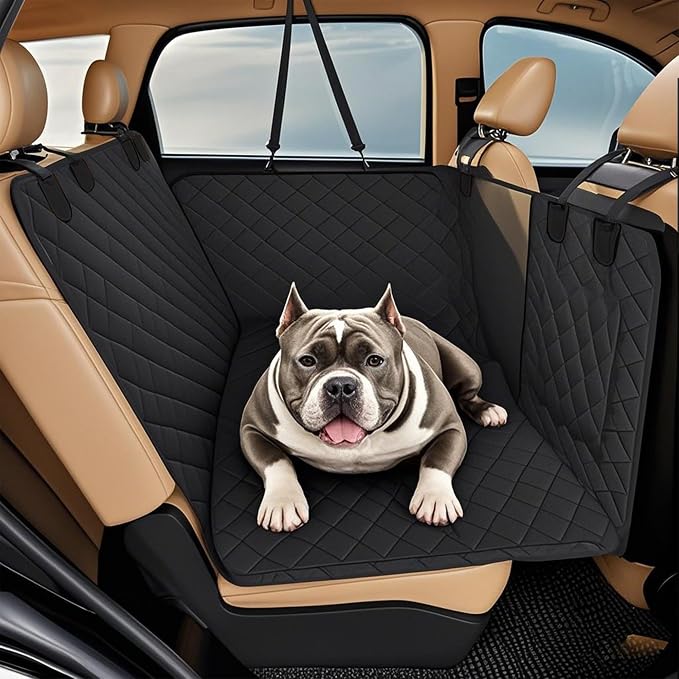Exclusive Dog Car Seat Cover, Back Seat Cover for Dogs-Supports 400lb, Waterproof Dog Cars Seat Cover-Back Seat Pet Cover for Car SUV & Trucks, Pet Hammock for Car- Seat Cover for Dogs (1 Pack Black)