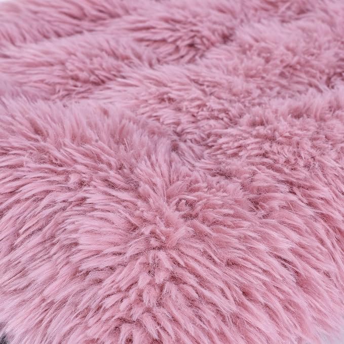 Machine Washable Dog Bed, Deluxe Plush Dog Crate Pad and Cat Bed, Anti-Slip Bottom Kennel Pad Mat, Fuzzy Pet Beds for Large, Medium, Small Dogs Breeds (Pink Mauve, 36.0"L x 24.0"W x 3.0"Th x 1 Pack)