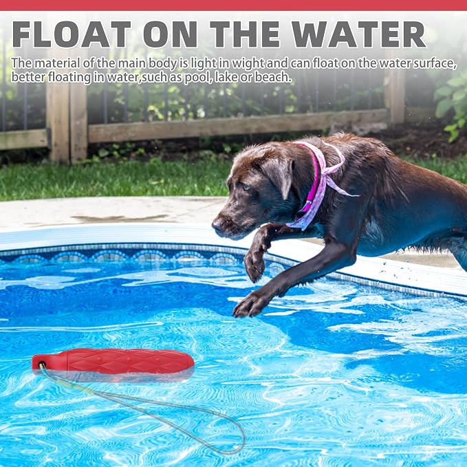 KOOLTAIL Floating Dog Pool Toys - Bright Bumper Interactive Water Toy, 2 Pack EVA Chew Fetch Toy for Summer Beach Play, Durable Training Toy with Nylon Rope for Small Medium Large Dogs, Red & Orange