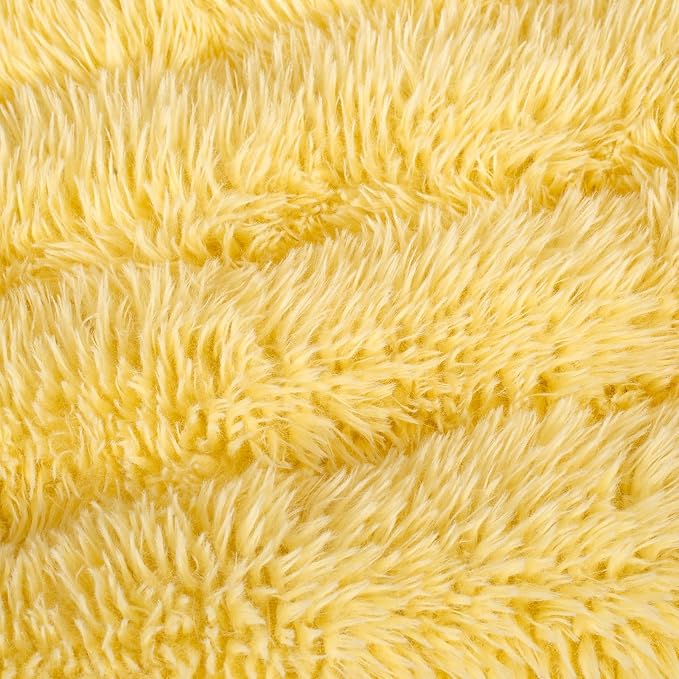 Machine Washable Dog Bed, Deluxe Plush Dog Crate Pad and Cat Bed, Anti-Slip Bottom Kennel Pad Mat, Fuzzy Pet Beds for Large, Medium, Small Dogs Breeds (Light Yellow, 36.0"L x 24.0"W x 3.0"Th x 1 Pack)