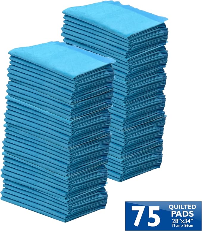 Four Paws Wee-Wee Superior Performance Extra Large Pee Pads for Dogs with Runoff Barrier Edge Guard Protection, Puppy & Dog Potty Training Pads, Housebreaking Supplies, 28" x 34" (75 Count)