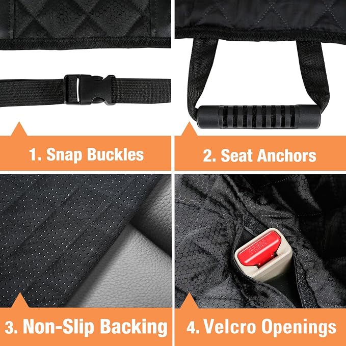 PETICON Waterproof Scratchproof Pet Bench Seat Covers for Cars, SUVs, Nonslip Durable Back Seat Cover for Dogs, 600D Oxford Fabric, Machine Washable