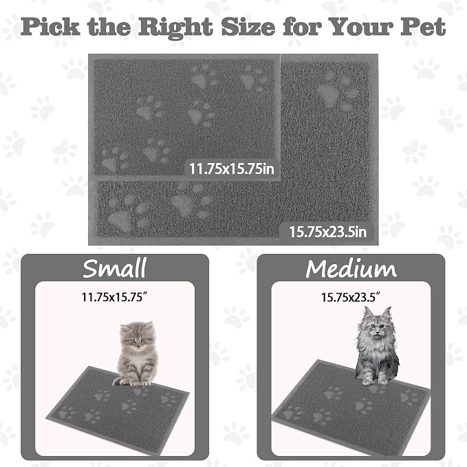 Darkyazi Cat Litter Box Mat for Floor Litter Trapping Mat Non-Slip Backing, Scatter Control, Easy Clean, Water Resistant, Soft on Paws (15.75" x 11.75",Grey)