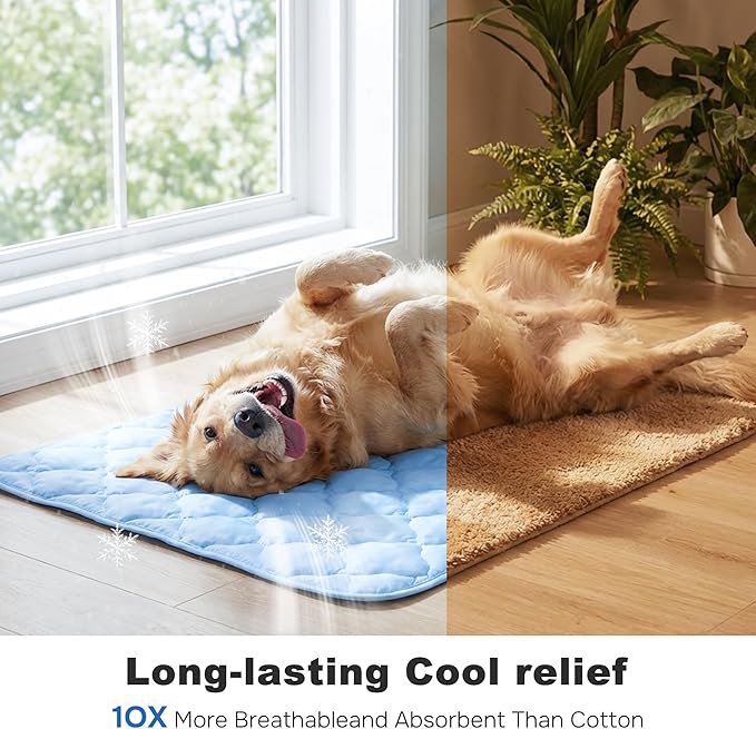 ZOMISIA Cooling Dog Mat XXL for Crate Kennel, Q-Max>0.5 Thin Breathable Cold Pet Cooling Pad, Portable Washable Cooling Bed for Summer, 47x29, Blue