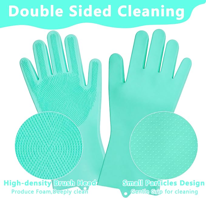 Pet Grooming Gloves—Dog Washing Gloves with High-Density Teeth, Dog Bath Scrubber with Enhanced Five Finger Design, Silicone Gloves for Dogs and Cats Bathing, Massage (Turquoise)
