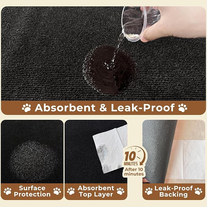 Large Dog Playpen Mat, 48 in x 50 in Dog Crate Mat Black | Reusable Puppy Training Pads for Under Crate Cages, Washable Waterproof Non-Slip Dogs Playpen Mats Pad for Floor Kennel
