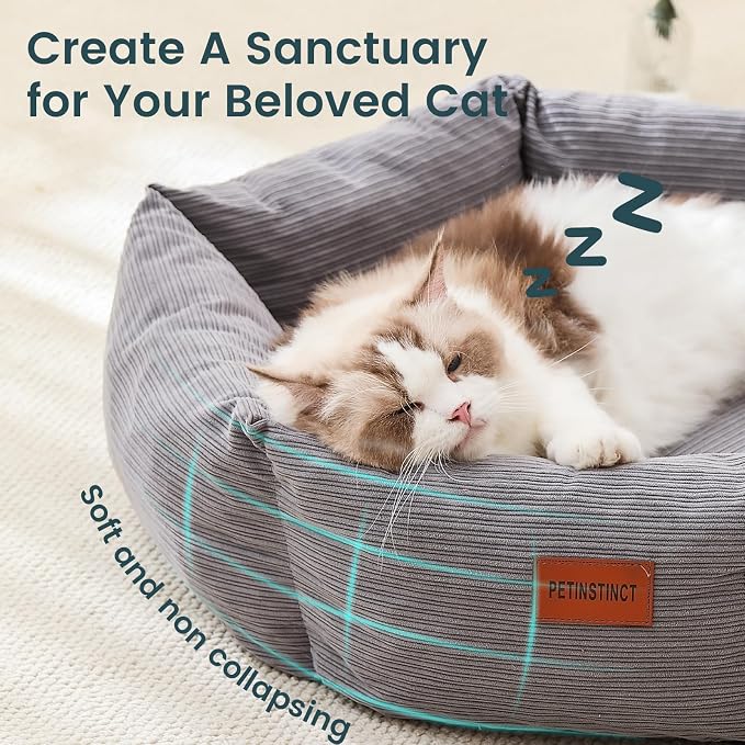 Medium Dog Bed, 30 Inch Washable Corduroy Dog Bed with Removable Cover & Anti-Slip Bottom, Durable Comfort for Medium to Large Dogs up to 45 lbs (Gray)