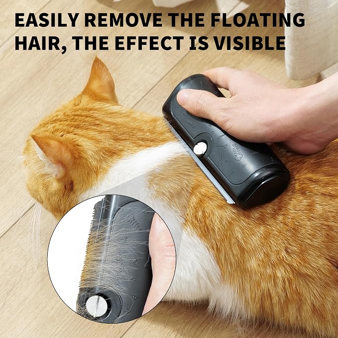 Deshedding Dog Brush for Shedding, Black | For short and medium coats, replaceable metal blade, helps remove loose fur during home grooming