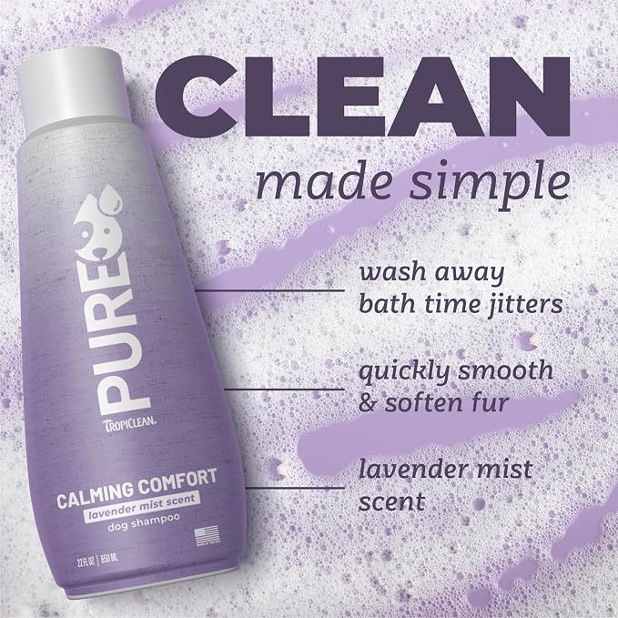 TropiClean Pure Calming Dog Shampoo, Lavendar Mist Scent, 22oz