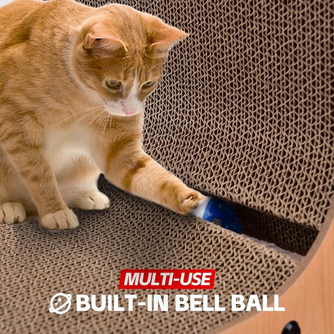 AUSCAT L-Shape Cardboard Cat Scratcher, 27.2 Inch Vertical Cardboard Scratcher for Indoor Cats with 2 Built-in Toy Balls