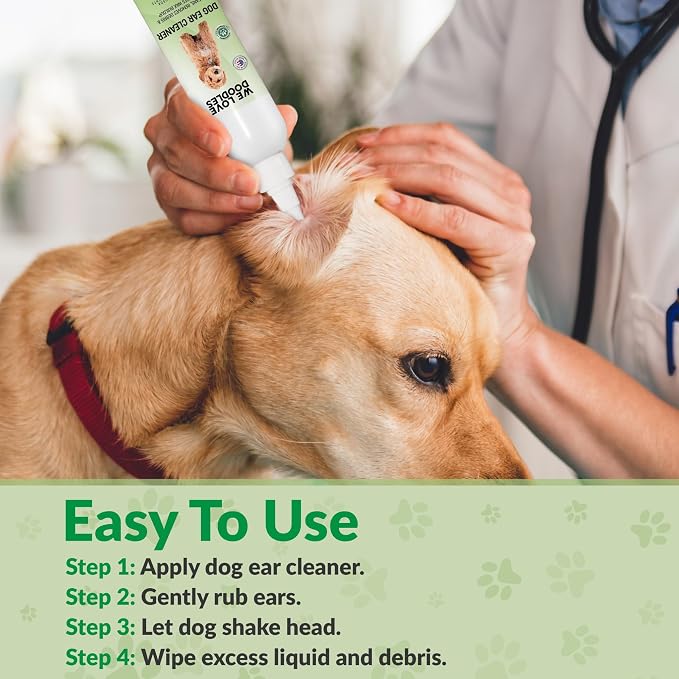 Dog Ear Cleaner, Natural Formula Puppy Ear Wash & Cleaning, Made in USA | Advanced Dog Ear Cleaning, Reduces Itching, Odor & Wax, Ear Drops for Dogs, Golden Doodle & Poodle Ear Flush, Puppy Essential